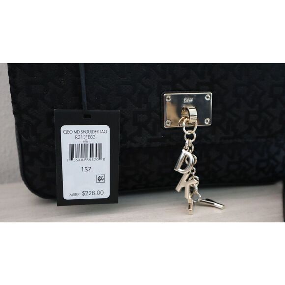 DKNY R313FE83 Women's Black Cleo Jacquard Print Chain Strap Shoulder Bag - Picture 7 of 16